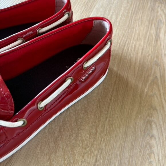 Cole Haan Womens Red Patent Leather Boat Shoes NWOT Size 8 - Picture 5 of 7